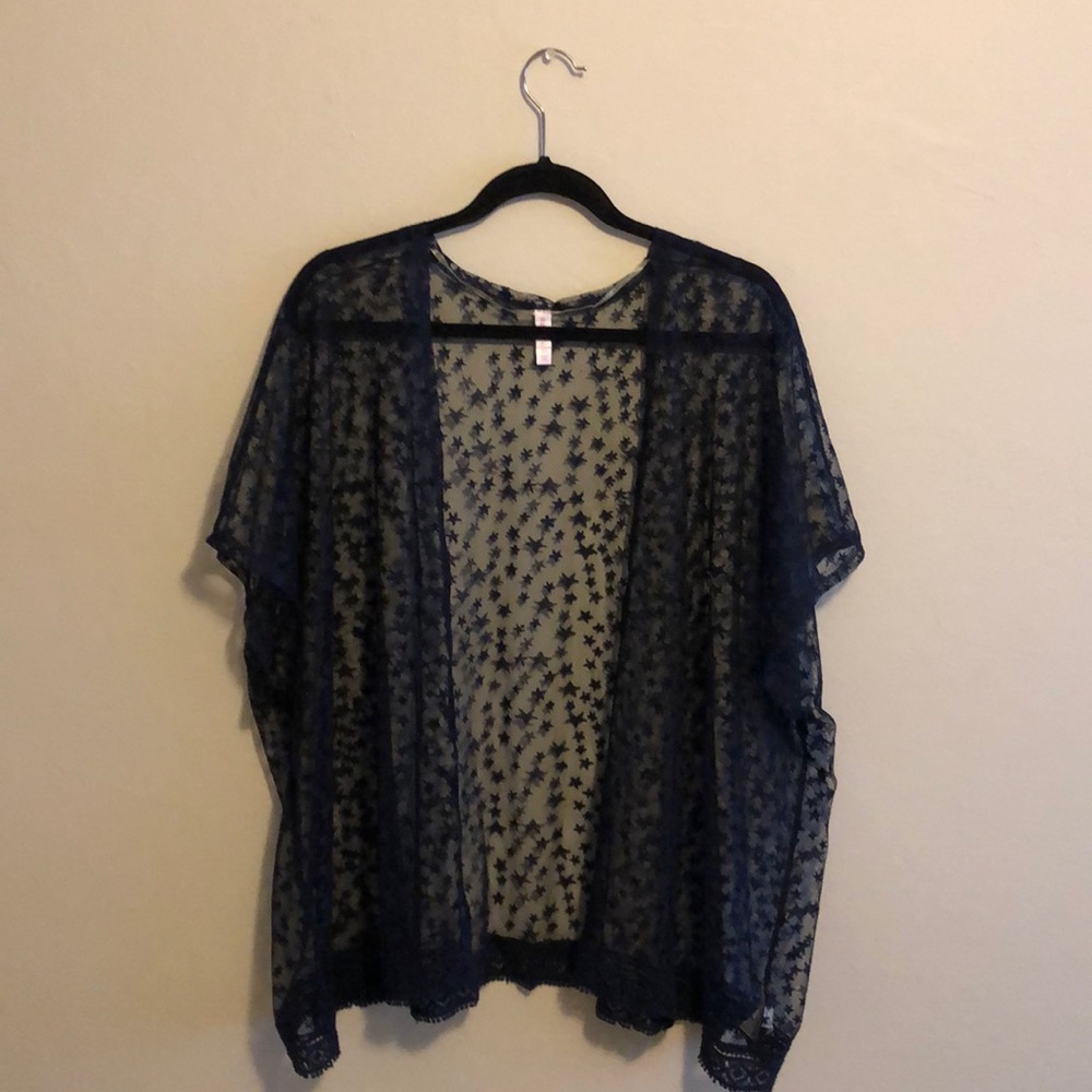 Blue sheer star kimono